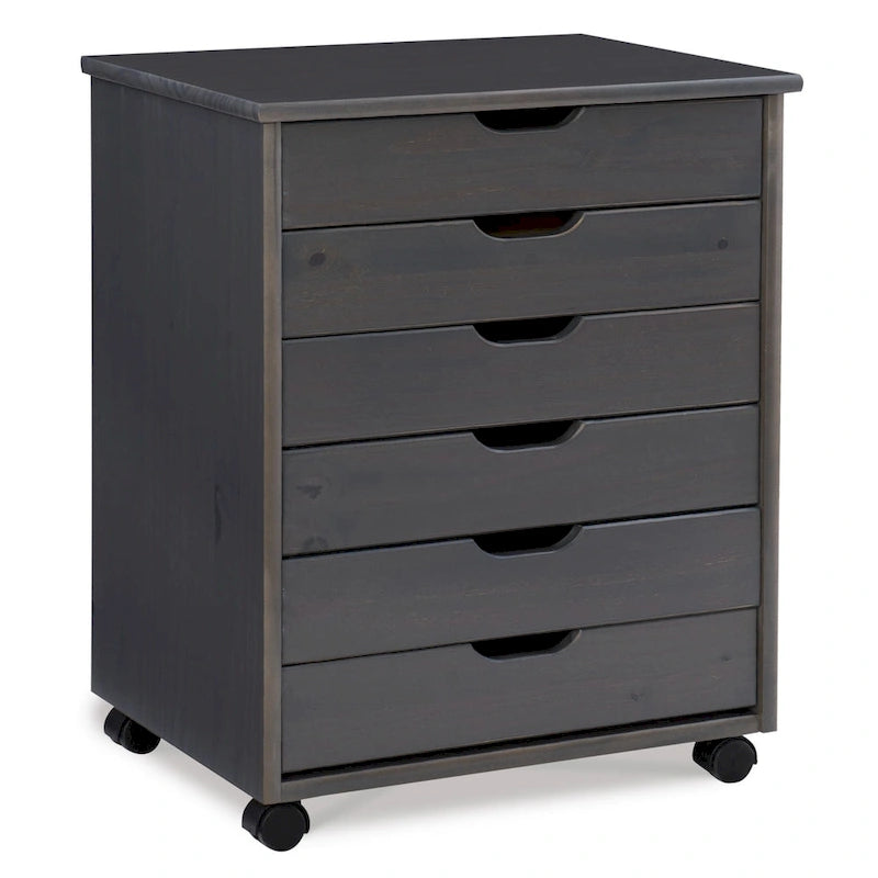 25.25 Gray Wide Rolling Storage Cabinet with 6 Drawer
