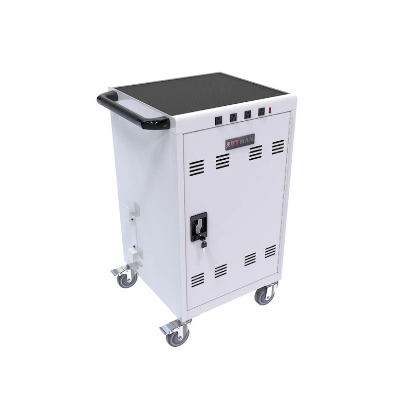 Carrello e armadietto di ricarica mobile per tablet e laptop, capacità 35 dispositivi