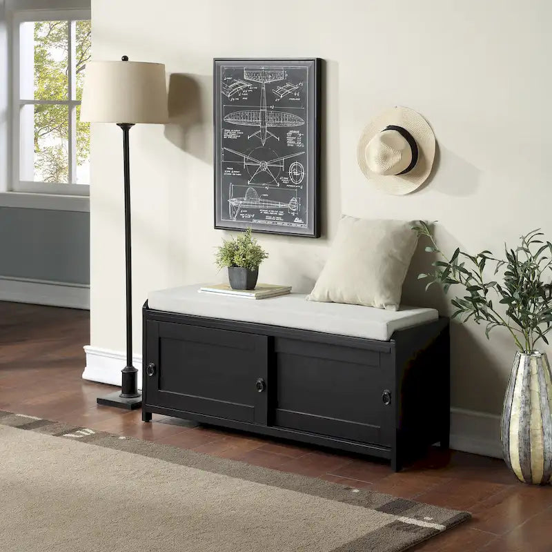 19.3 in.H X 46.85 in.W X 15.35 in.D Wood Storage Bench with Cabinets