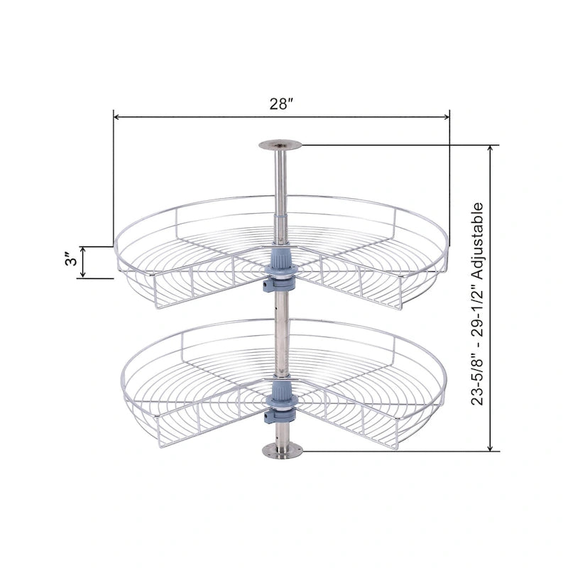 Bandeja giratoria de 28" de diámetro - Doble estante de acero inoxidable con giro de 270°