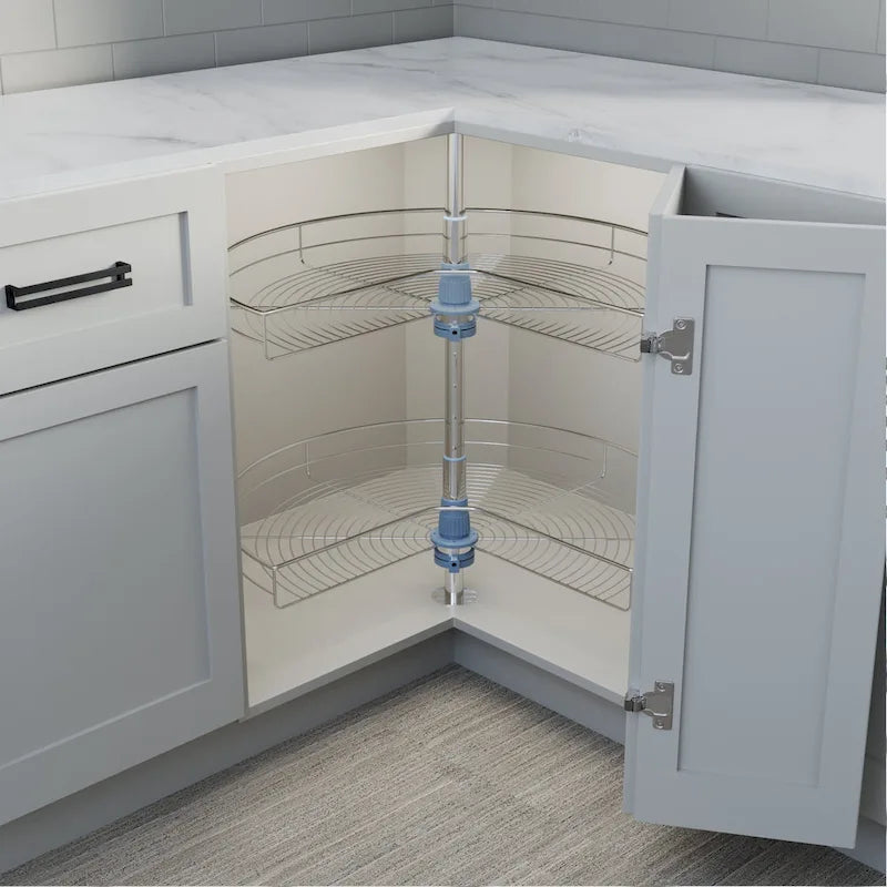 Bandeja giratoria de 28" de diámetro - Doble estante de acero inoxidable con giro de 270°