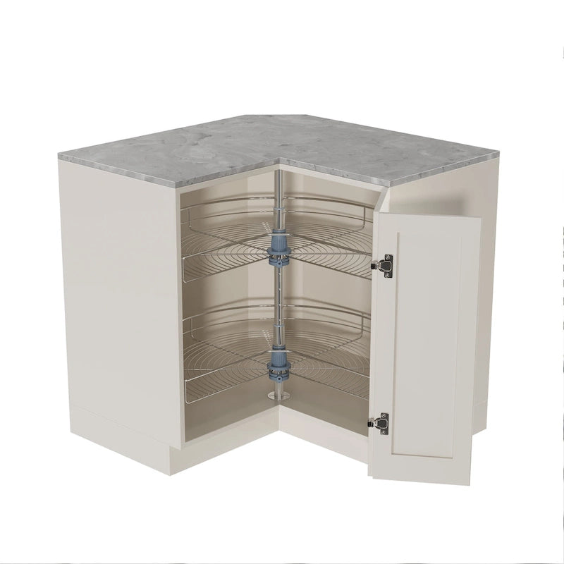 Bandeja giratoria de 28" de diámetro - Doble estante de acero inoxidable con giro de 270°
