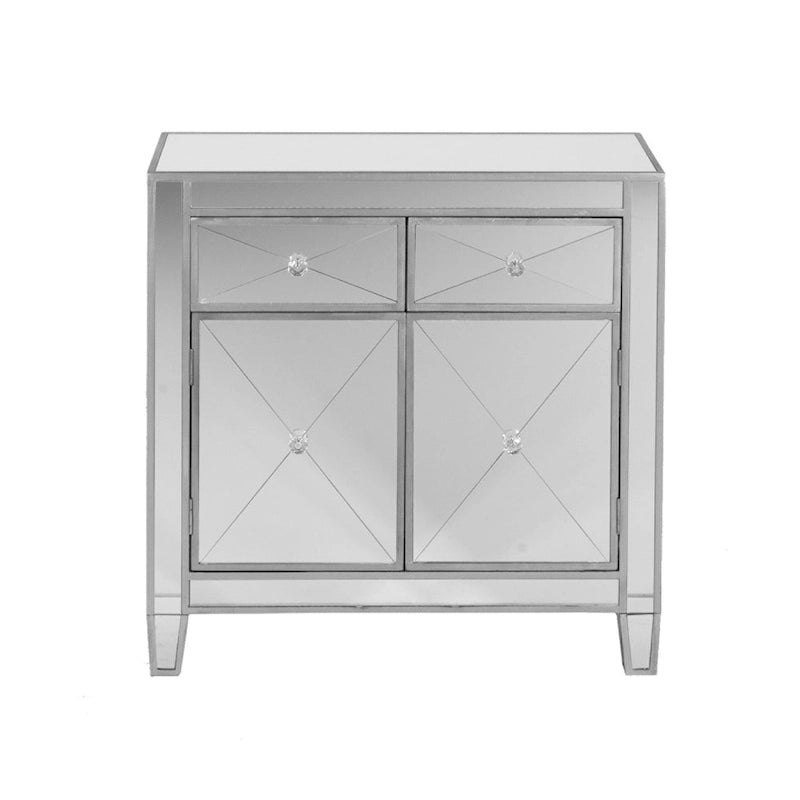 Two Door Storage Accent Cabinet with Mirrored Finish