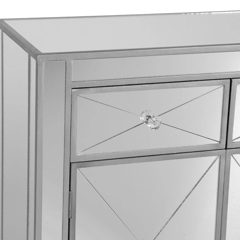 Two Door Storage Accent Cabinet with Mirrored Finish