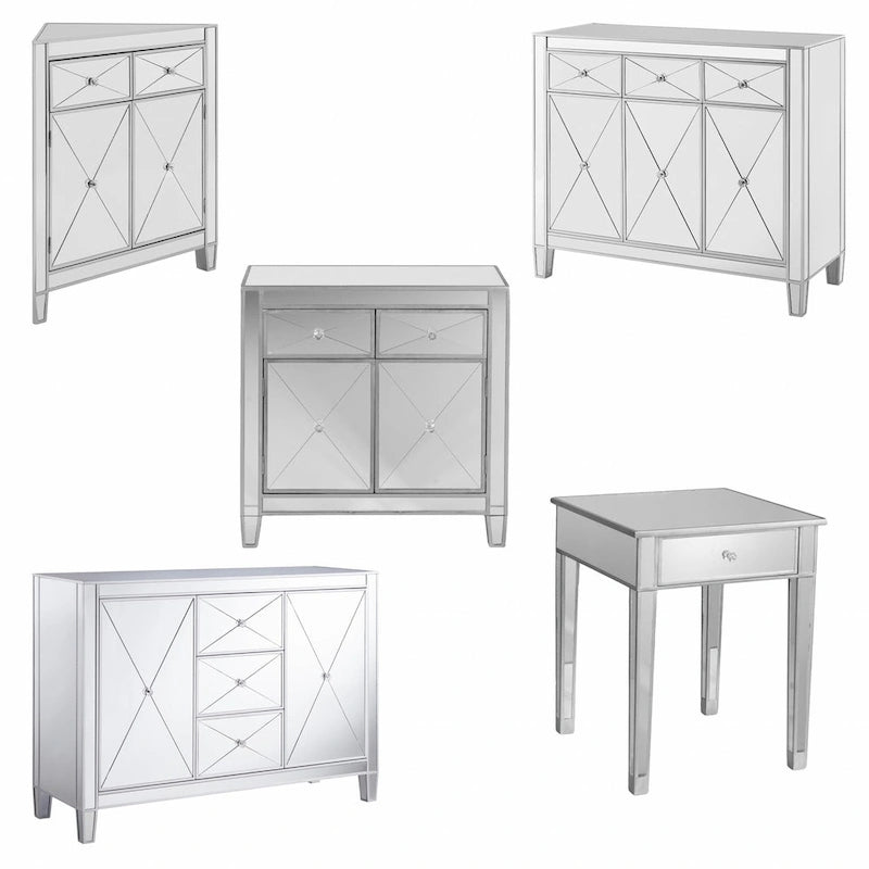 Two Door Storage Accent Cabinet with Mirrored Finish