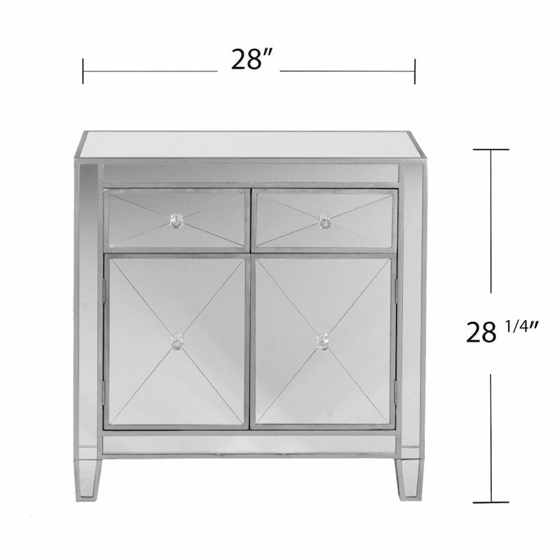 Two Door Storage Accent Cabinet with Mirrored Finish