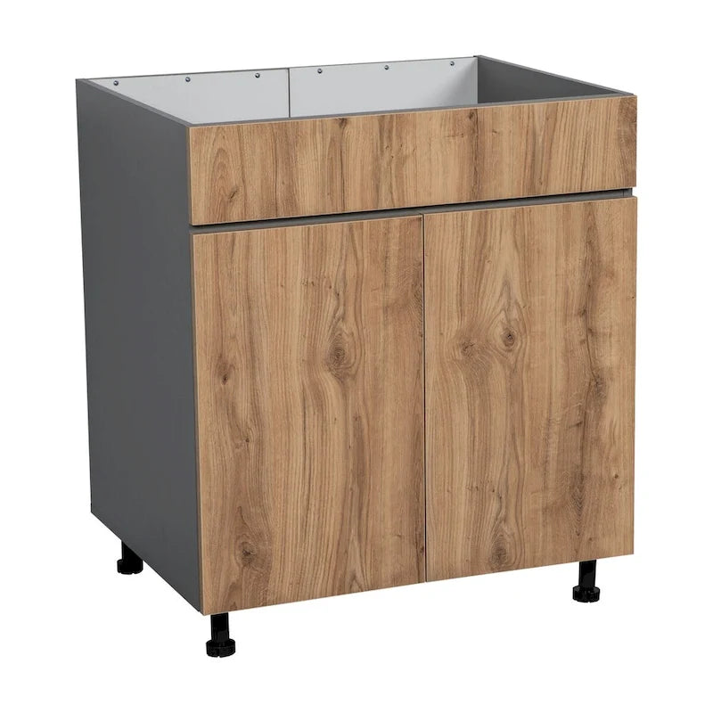 30"-Unterschrank für Spüle - hoch, mit Doppeltür, Grau