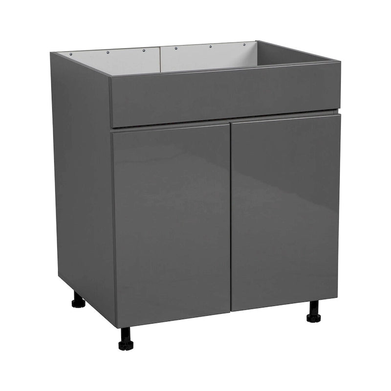 30"-Unterschrank für Spüle - hoch, mit Doppeltür, Grau