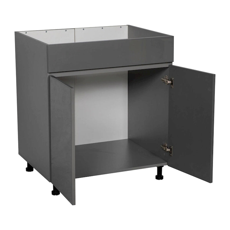 30"-Unterschrank für Spüle - hoch, mit Doppeltür, Grau