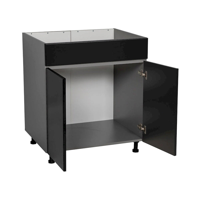 30"-Unterschrank für Spüle - hoch, mit Doppeltür, Grau