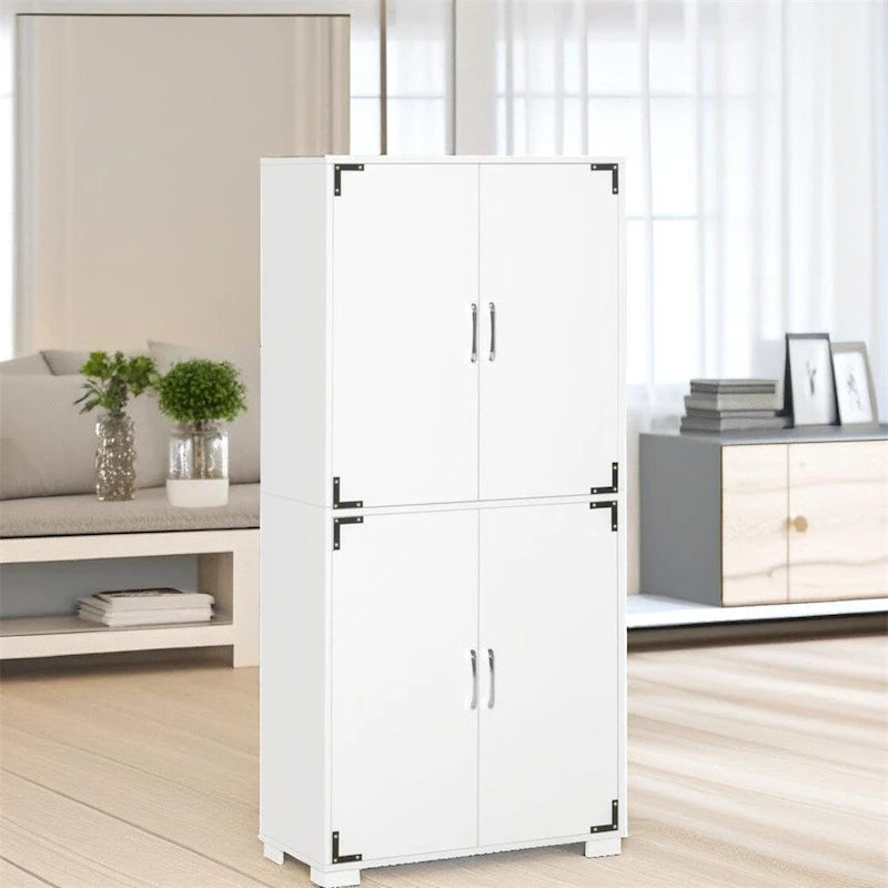Armario despensa de cocina con mueble de 4 puertas y estantes de almacenamiento