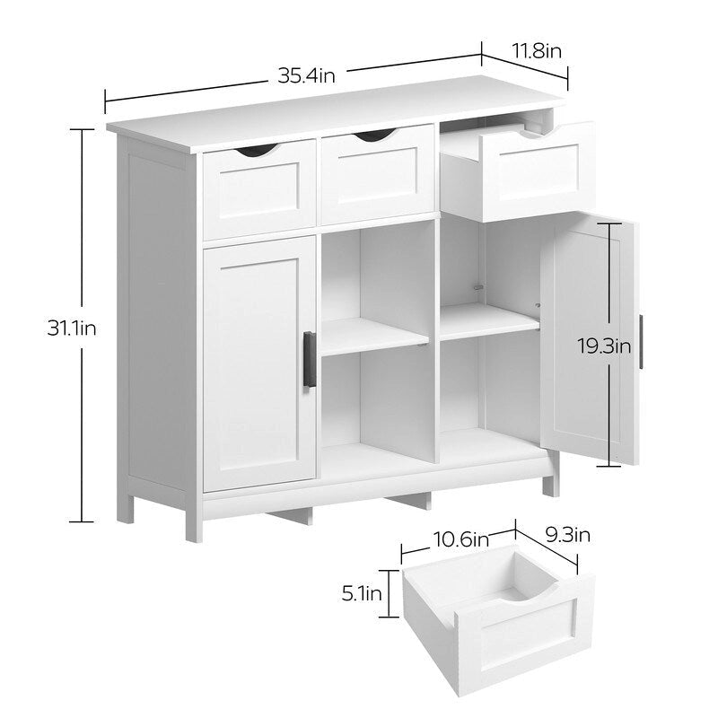 35.4" breite Anrichte mit 3 Schubladen