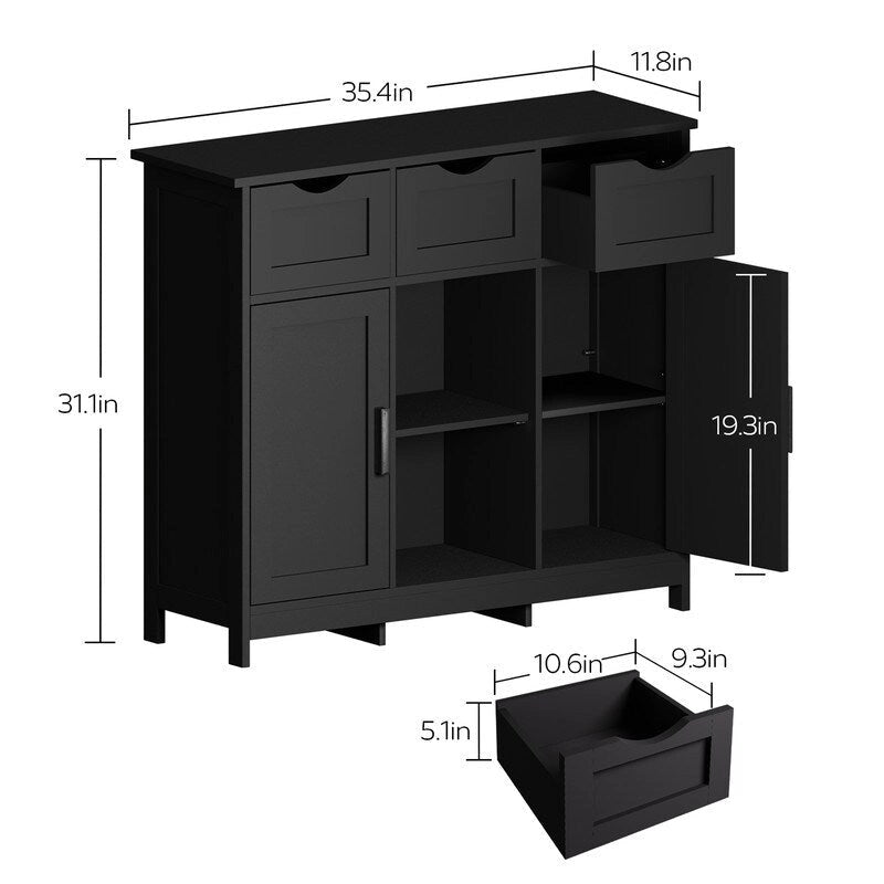 35.4" breite Anrichte mit 3 Schubladen