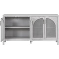 4-Door Sideboard with Rattan Panels and Metal Handles