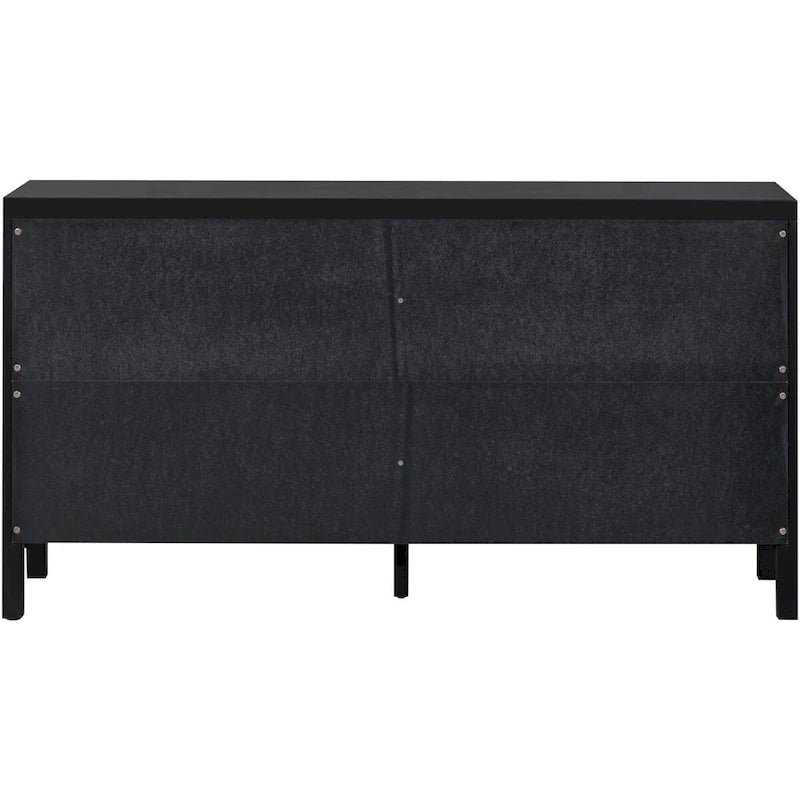 4-Door Sideboard with Rattan Panels and Metal Handles