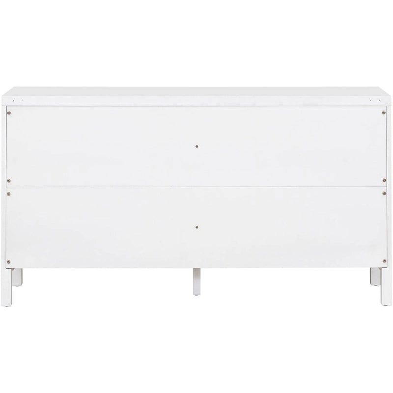4-Door Sideboard with Rattan Panels and Metal Handles