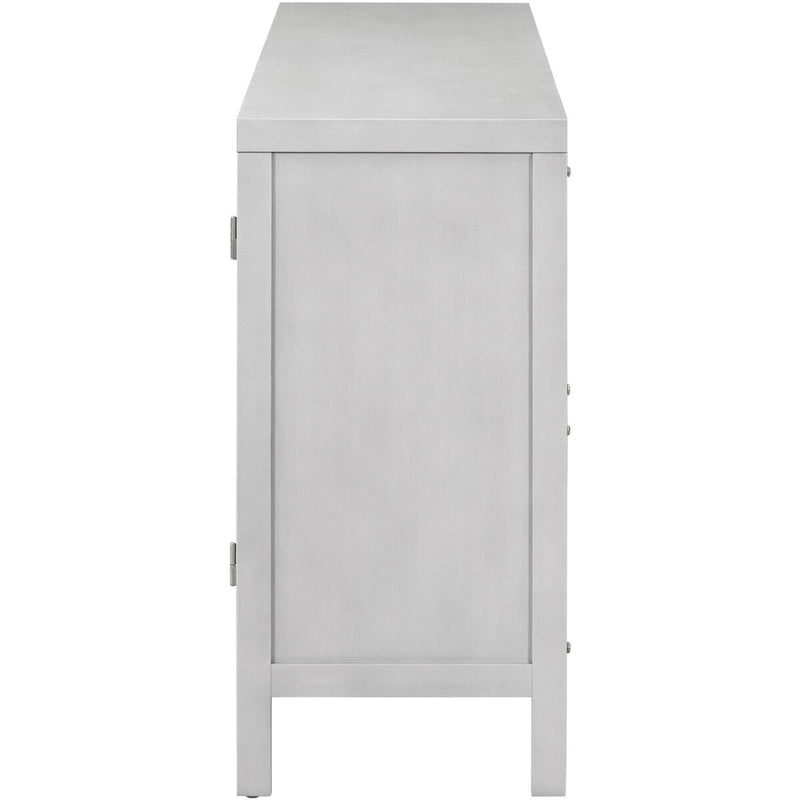 4-Door Sideboard with Rattan Panels and Metal Handles