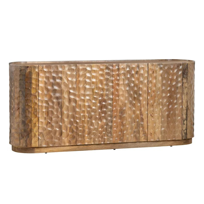 Aparador de cuatro puertas para sala de estar, de madera de mango texturizada