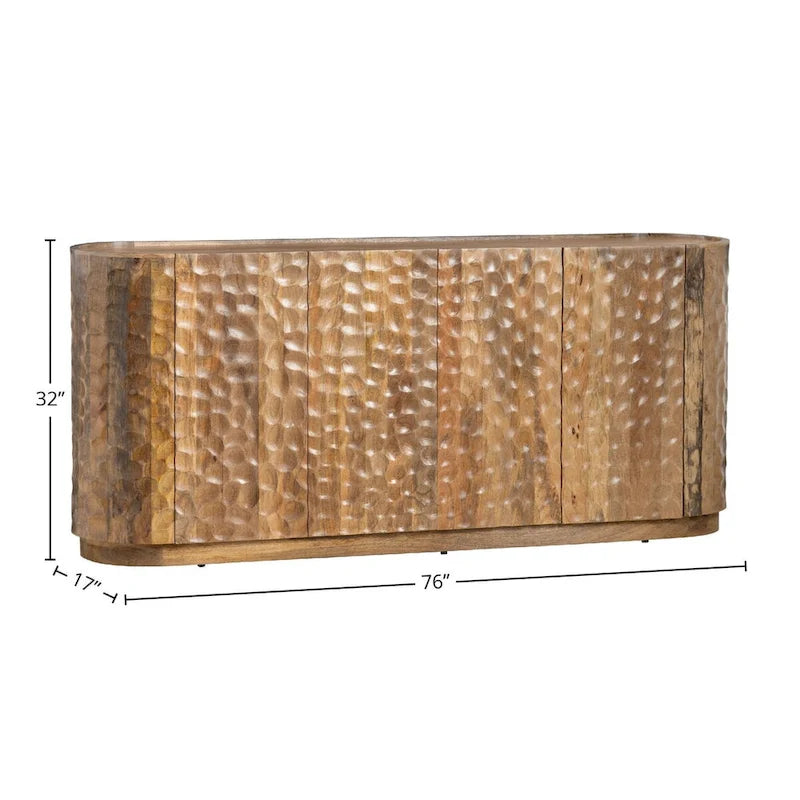 Credenza da soggiorno a quattro ante in legno di mango lavorato