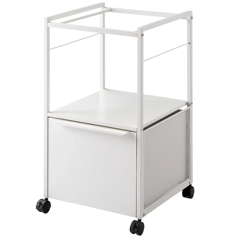 Archivador vertical móvil con soportes para archivos, soporte para impresora con estante de almacenamiento abierto para oficina en casa