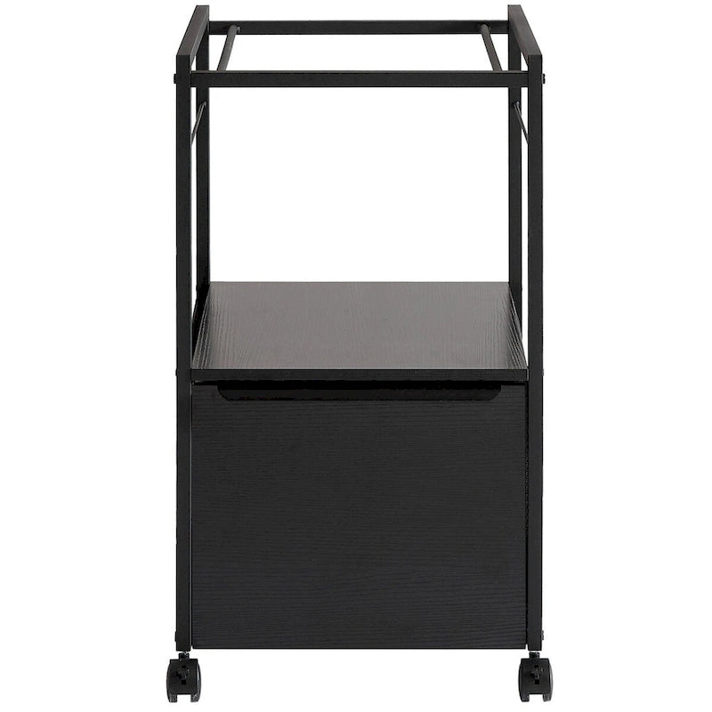 Archivador vertical móvil con soportes para archivos, soporte para impresora con estante de almacenamiento abierto para oficina en casa