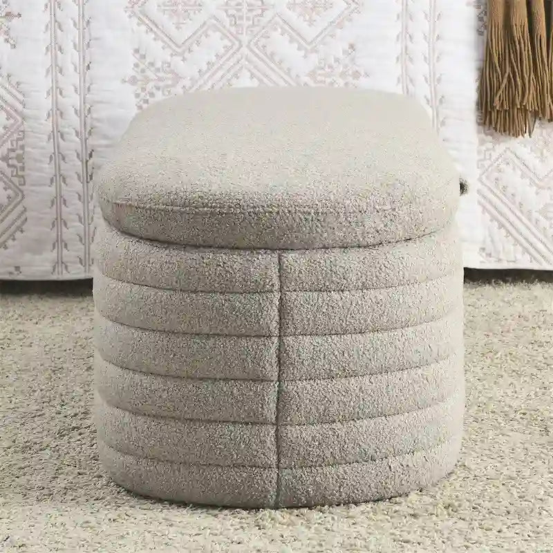 Storage Ottoman Bench End of Bed Stool with Safety Hinge