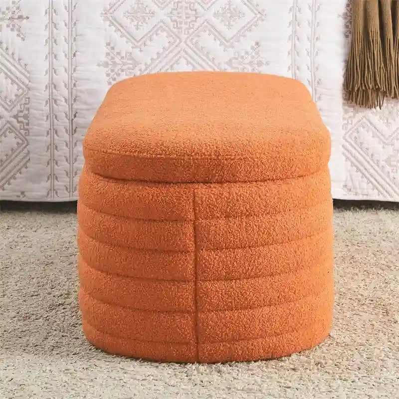 Storage Ottoman Bench End of Bed Stool with Safety Hinge