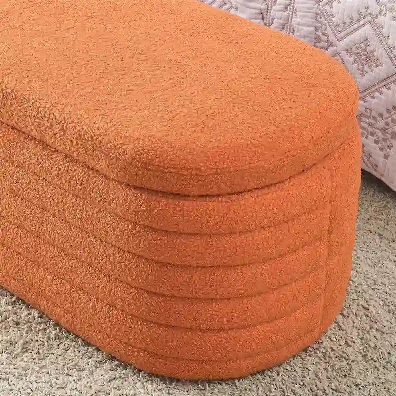 Storage Ottoman Bench End of Bed Stool with Safety Hinge
