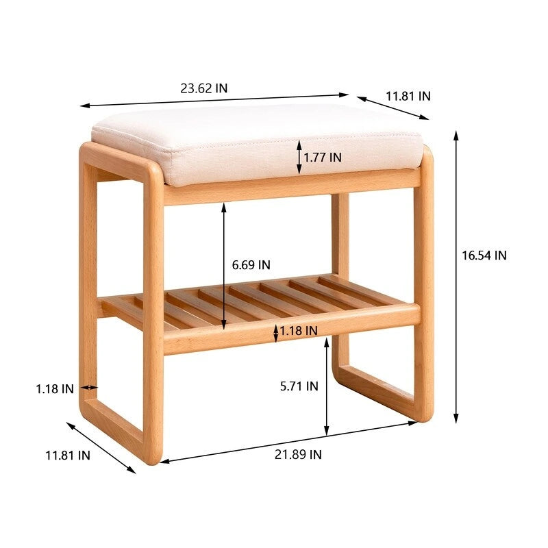 Banco para zapatos de madera maciza