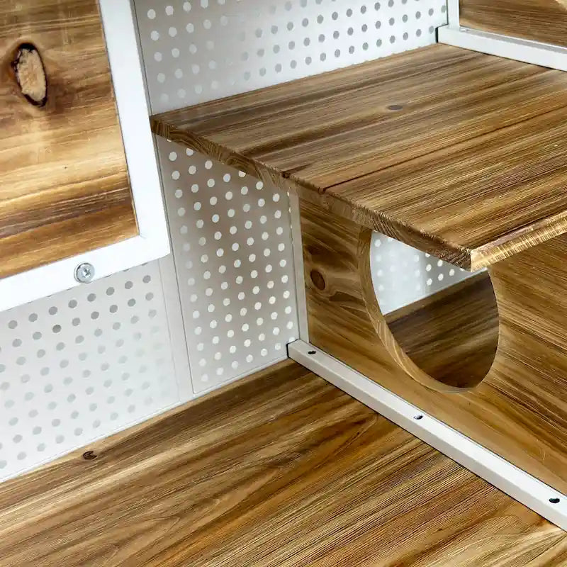 Casa espaciosa para gatos con puertas de vidrio templado