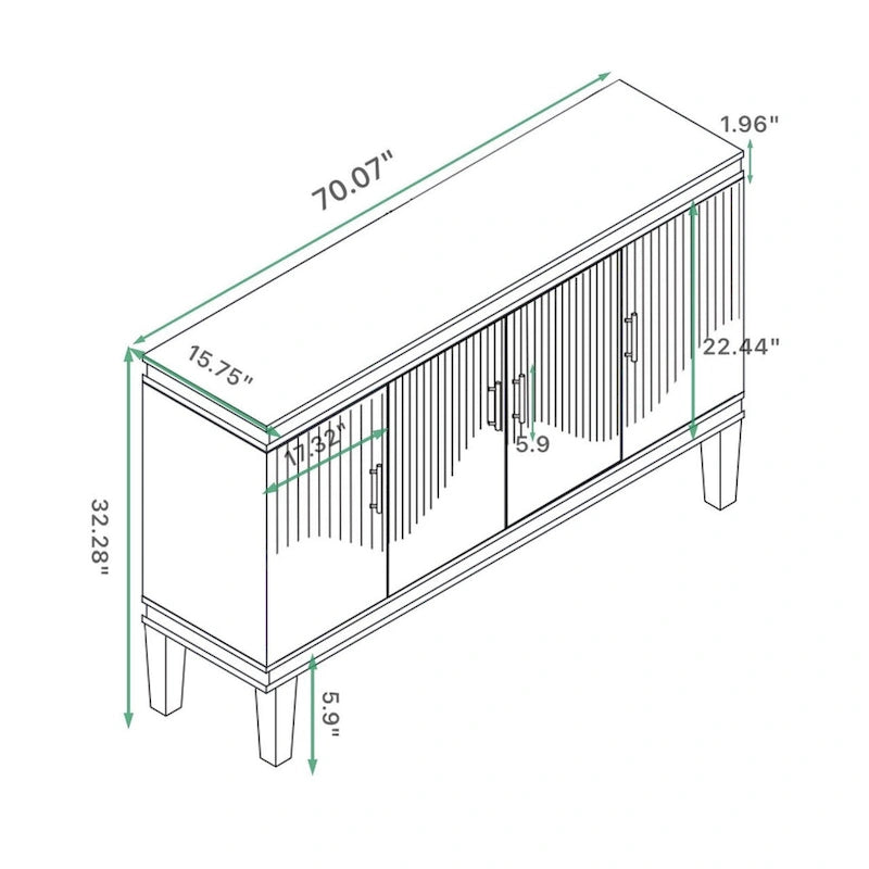 Armario de 4 puertas para sala de estar, cocina, dormitorio y pasillo (champán)