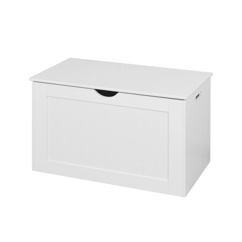 Banco blanco con tapa elevable y almacenamiento, con bisagras de seguridad, ideal para la sala de estar