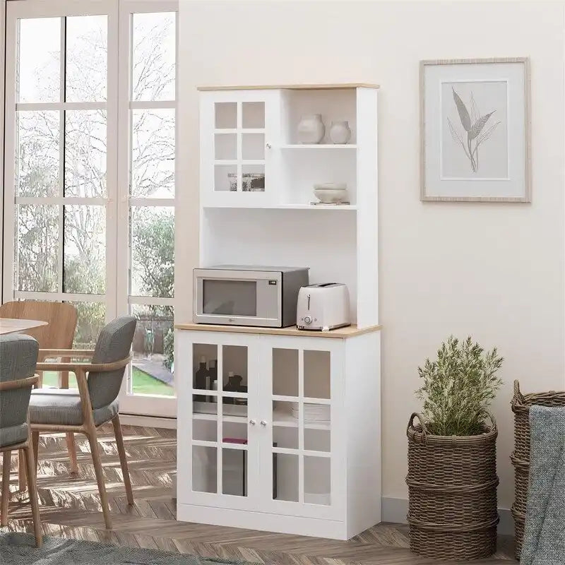 Despensa de cocina con vitrina y almacenamiento - 14.5D x 31.5W x 72H