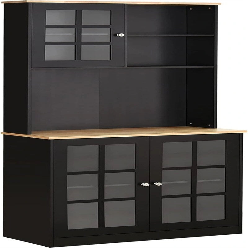 Despensa de cocina con vitrina y almacenamiento - 14.5D x 31.5W x 72H