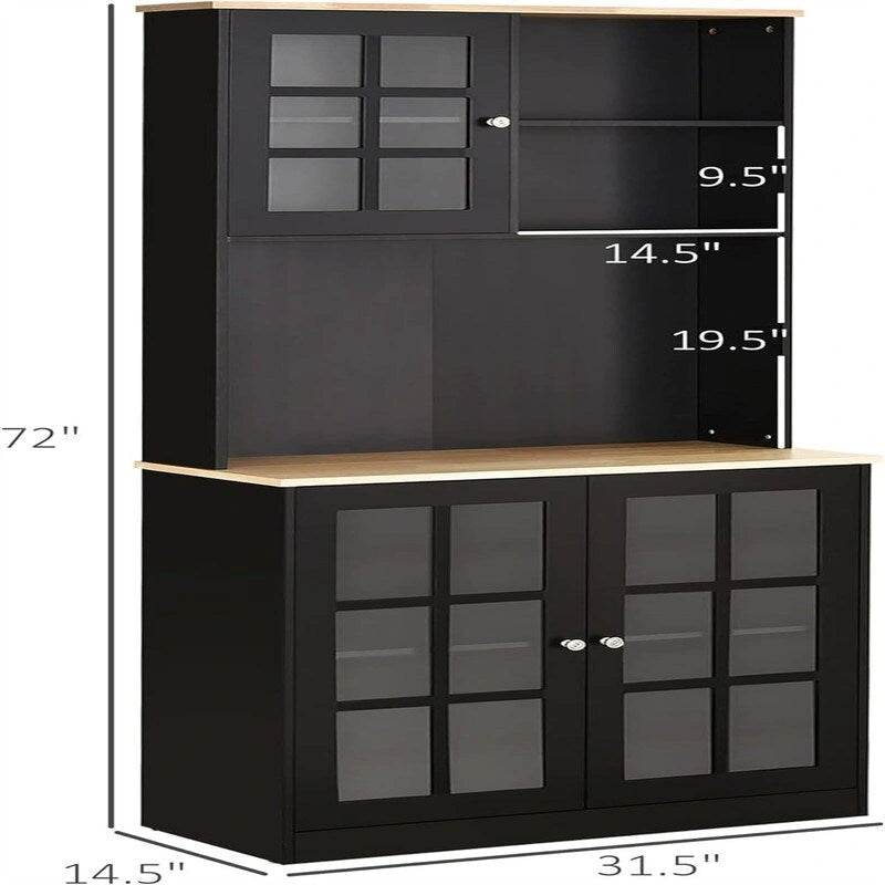 Despensa de cocina con vitrina y almacenamiento - 14.5D x 31.5W x 72H