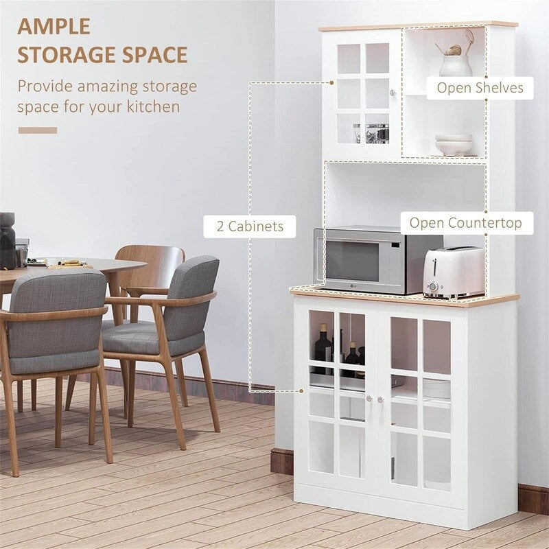 Despensa de cocina con vitrina y almacenamiento - 14.5D x 31.5W x 72H