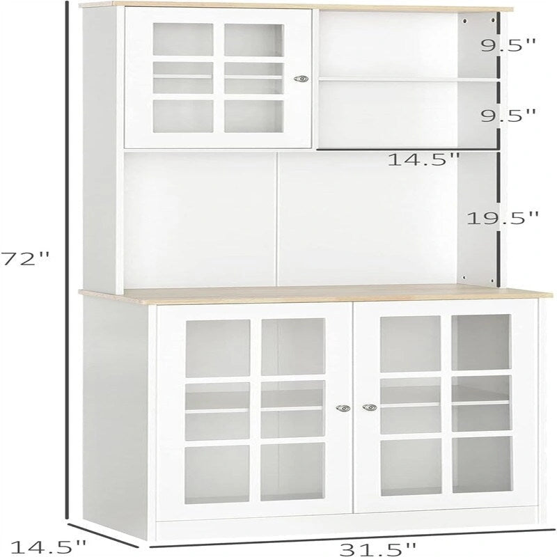 Despensa de cocina con vitrina y almacenamiento - 14.5D x 31.5W x 72H