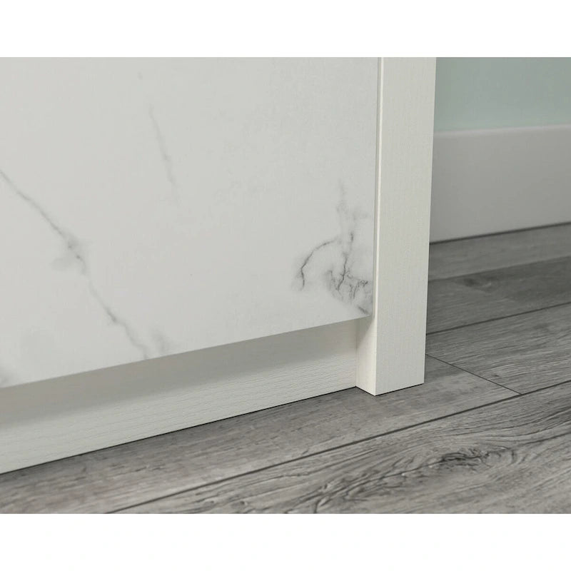 Archivador lateral con estante abierto - roble Pearl y mármol blanco de imitación