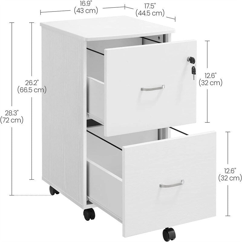 Cassettiera a 2 cassetti con serratura, 42,9 cm (P) x 44,5 cm (L) x 71,9 cm (A)