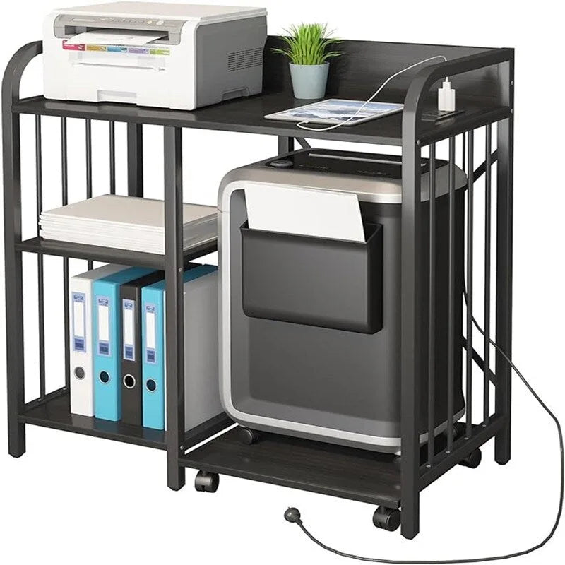 Druckerständer, 3-stufiges Büroablagefach mit Steckdose und USB-Ladeanschluss - 31 x 15.7 x 33.8 Zoll