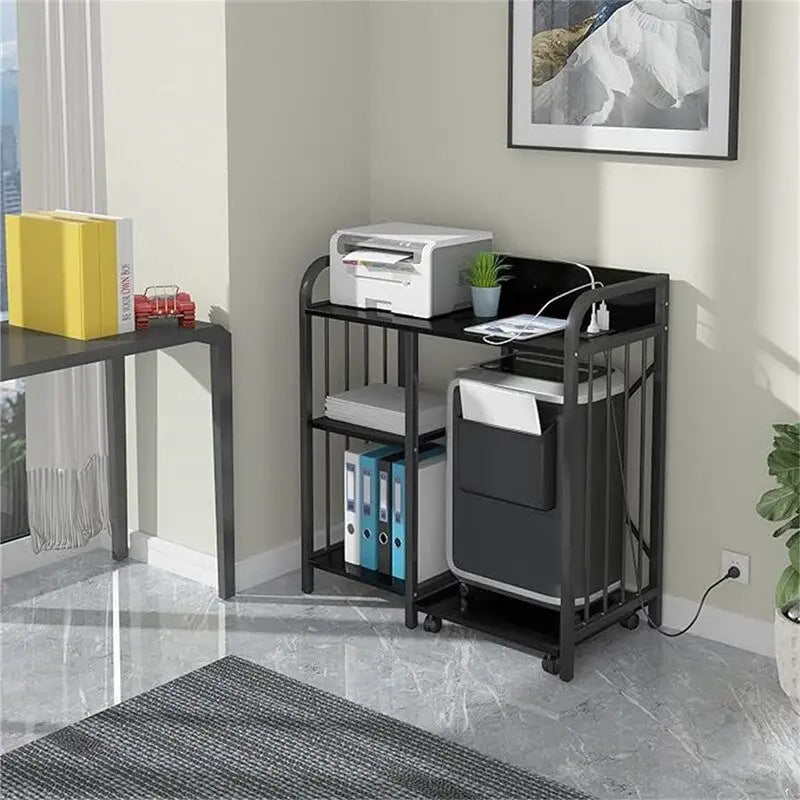 Druckerständer, 3-stufiges Büroablagefach mit Steckdose und USB-Ladeanschluss - 31 x 15.7 x 33.8 Zoll