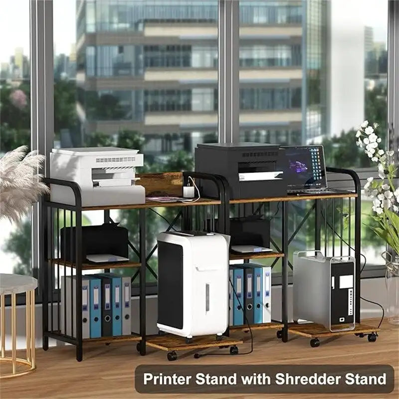 Druckerständer, 3-stufiges Büroablagefach mit Steckdose und USB-Ladeanschluss - 31 x 15.7 x 33.8 Zoll