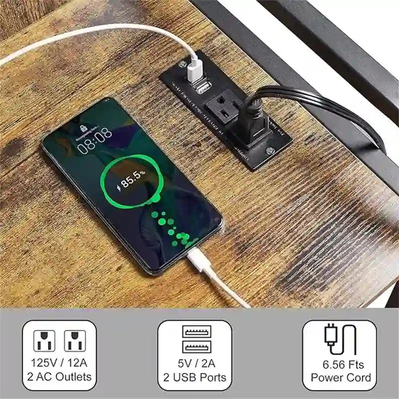 Druckerständer, 3-stufiges Büroablagefach mit Steckdose und USB-Ladeanschluss - 31 x 15.7 x 33.8 Zoll