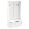 3-in-1 Entryway Hall Tree with Storage Bench, Coat Rack with Four Hooks and Shoe Storage