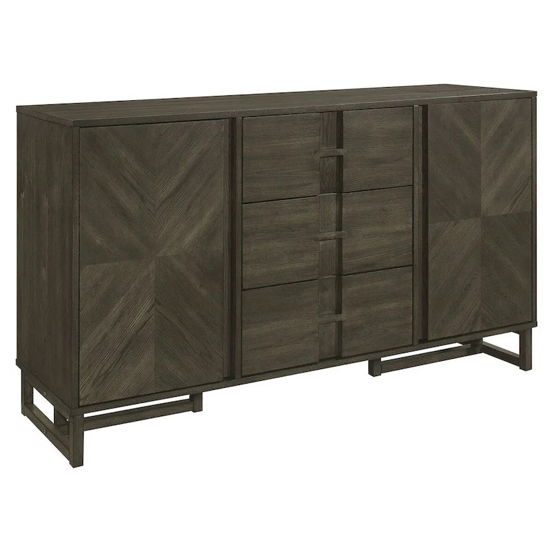 Dunkelgraues Sideboard mit 3 Schubladen und 2 Schränken