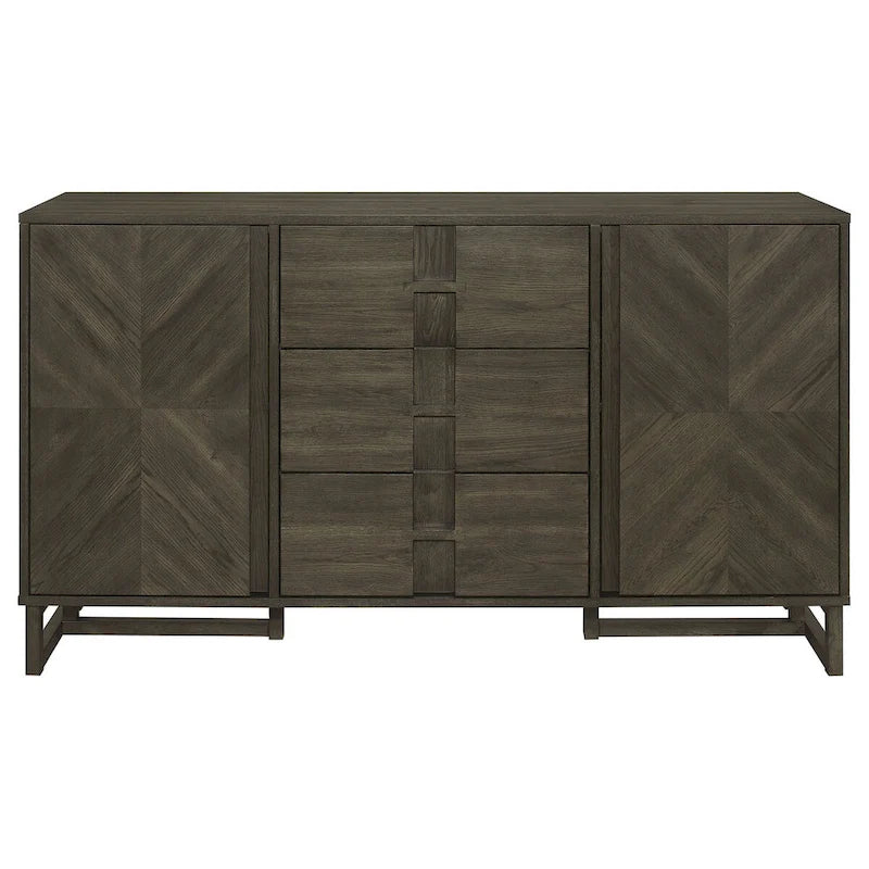 Dunkelgraues Sideboard mit 3 Schubladen und 2 Schränken