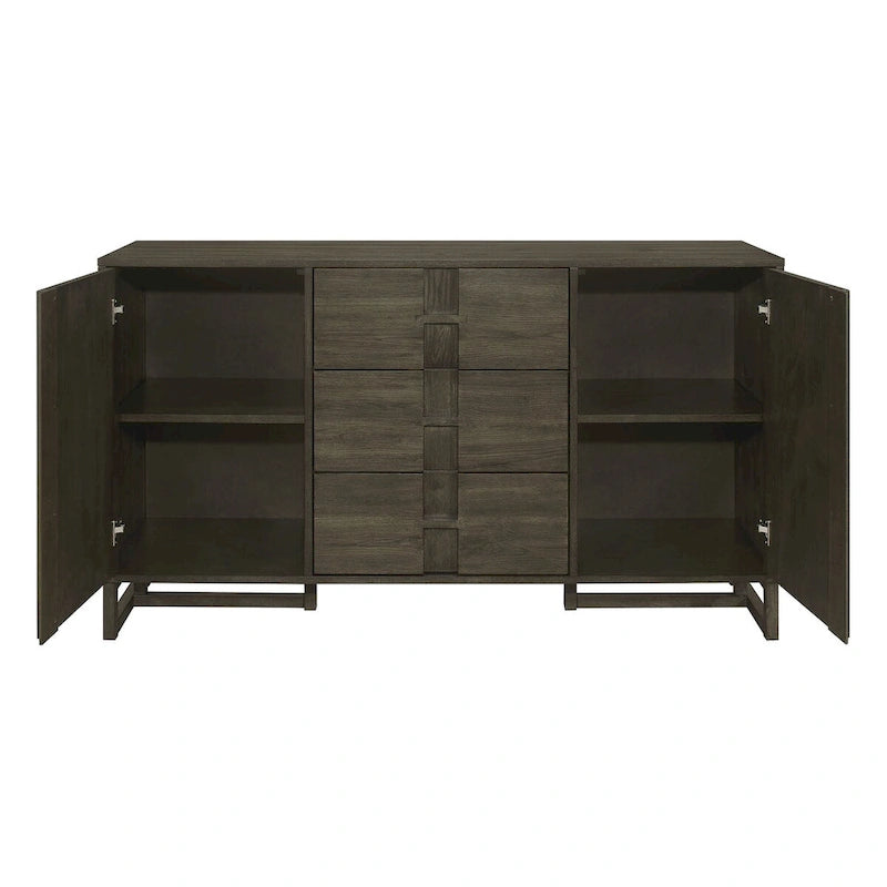 Dunkelgraues Sideboard mit 3 Schubladen und 2 Schränken