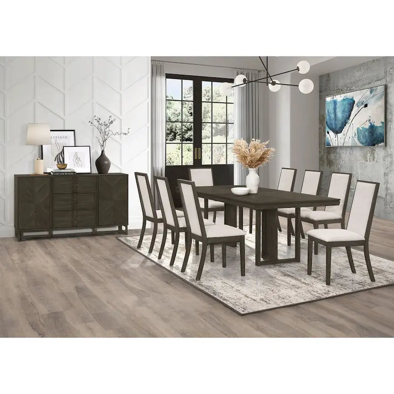 Dunkelgraues Sideboard mit 3 Schubladen und 2 Schränken