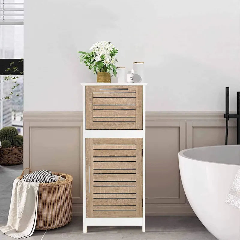 Armario de suelo para baño con puerta ventilada y cajón