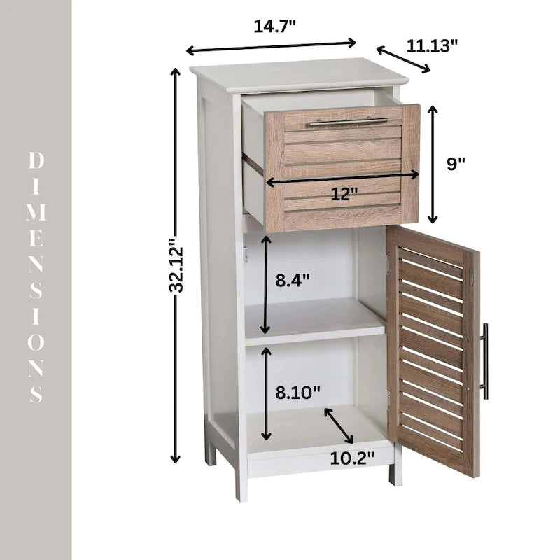 Armario de suelo para baño con puerta ventilada y cajón
